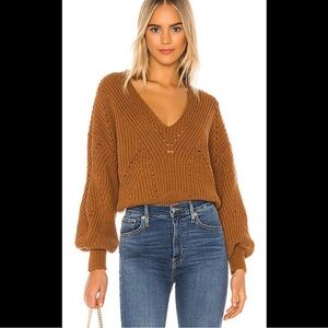 NWOT FREE PEOPLE all day long sweater chunky cotton blend Sahara brown